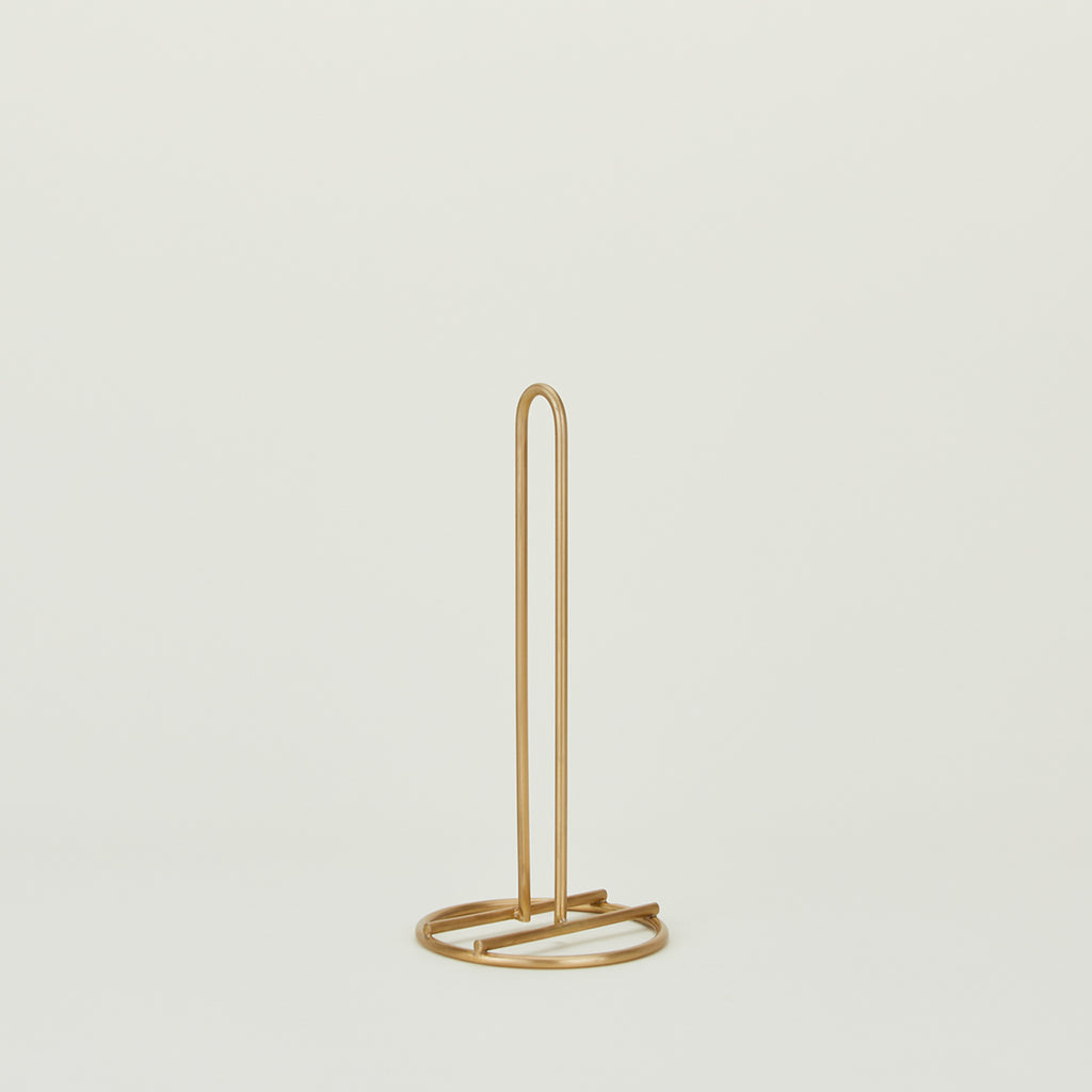 Brushed Gold Brass Paper Towel Holder Stand for Kitchen Countertop