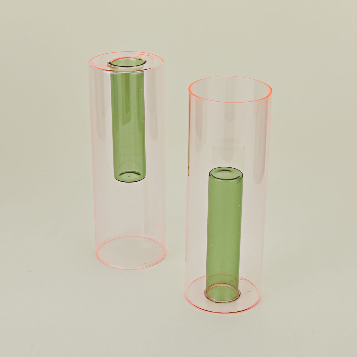 Reversible Glass Vase - Green/Pink