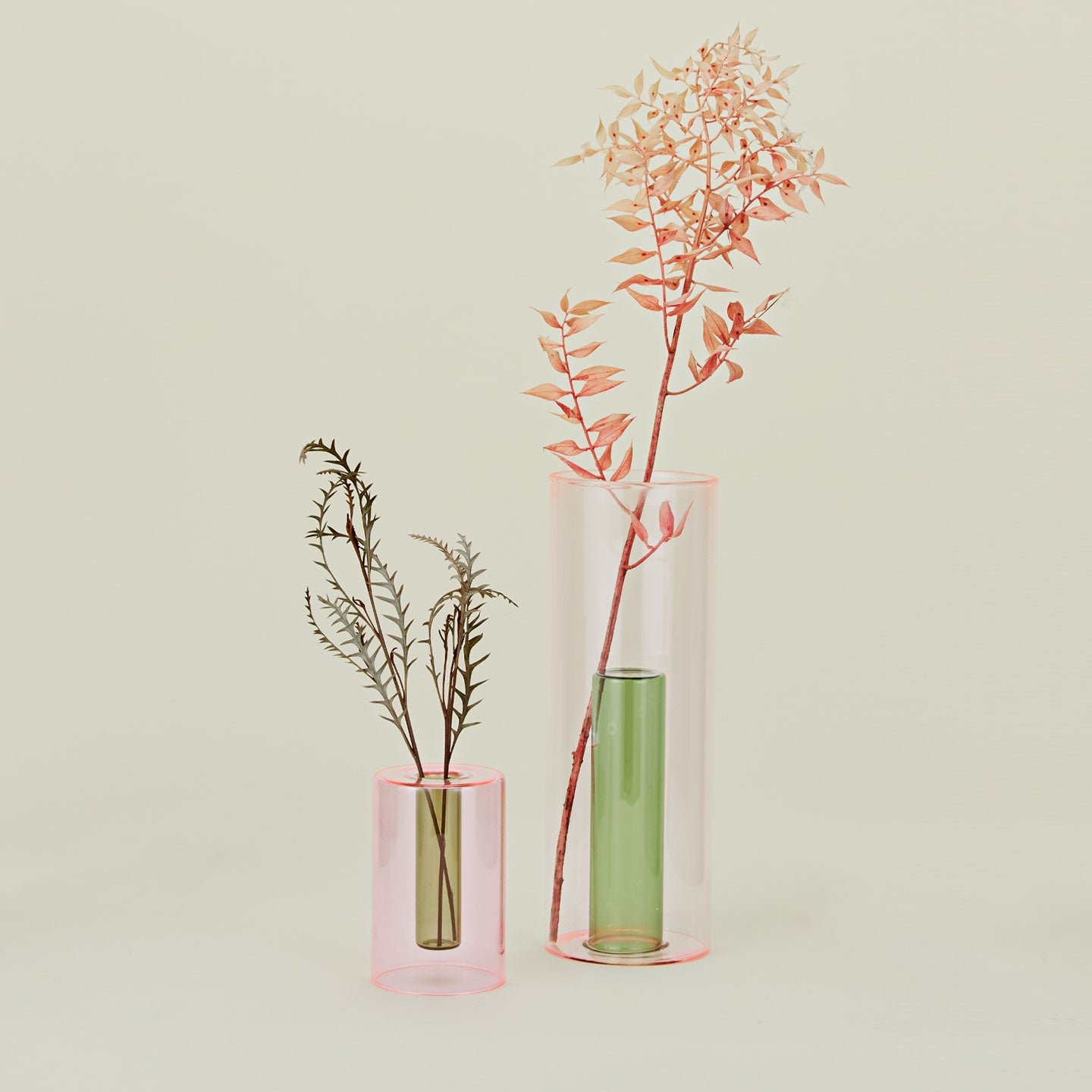 Reversible Glass Vase - Green/Pink