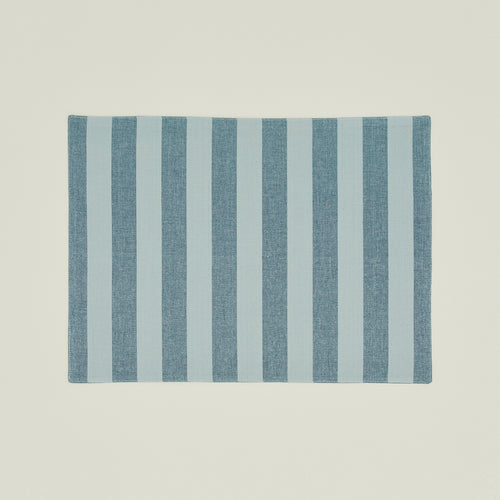 Essential Striped Placemat, Set of 4 - Sky/Peacock