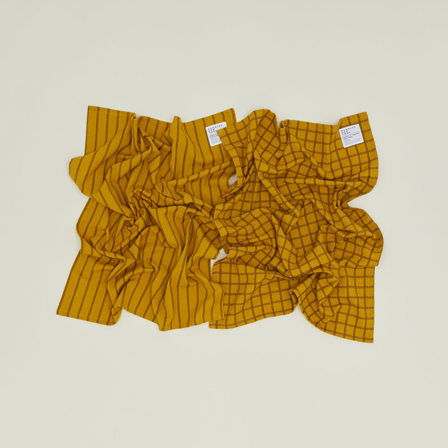 Hawkins New York Essential Waffle Dish Towel, Set of 2 - Mustard & Bronze