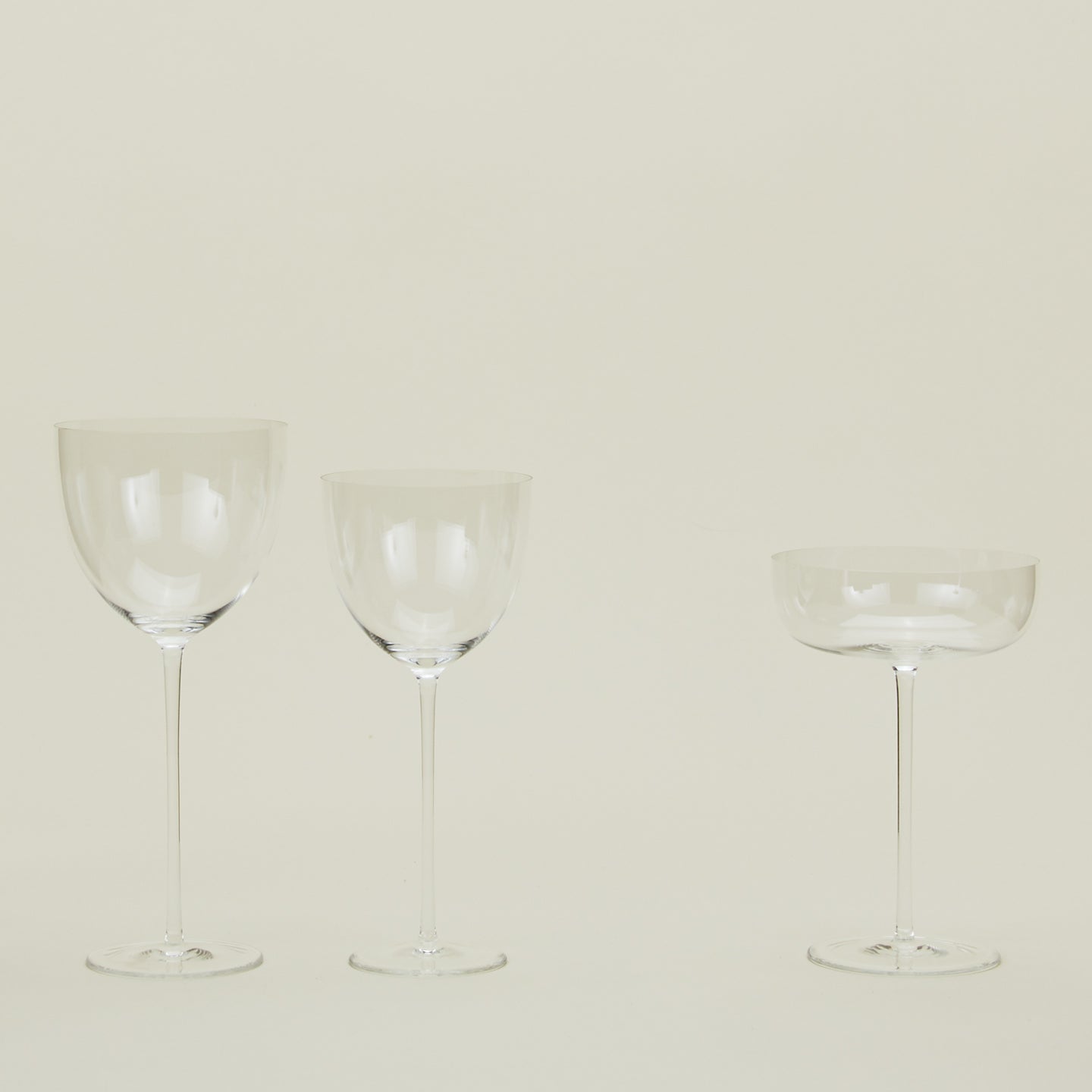 Group of three Crystalline Glasses in various shapes.