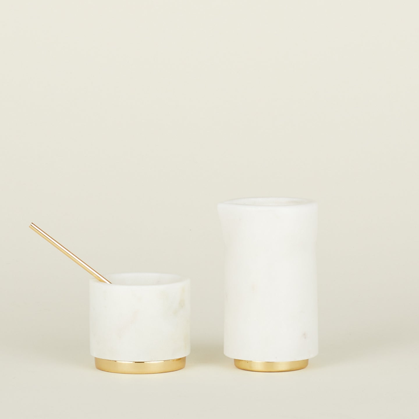 Simple Marble Sugar + Salt dish and Simple Marble Creamer.