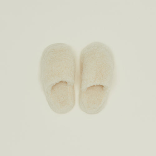 Fuzzy Wool Slippers - White