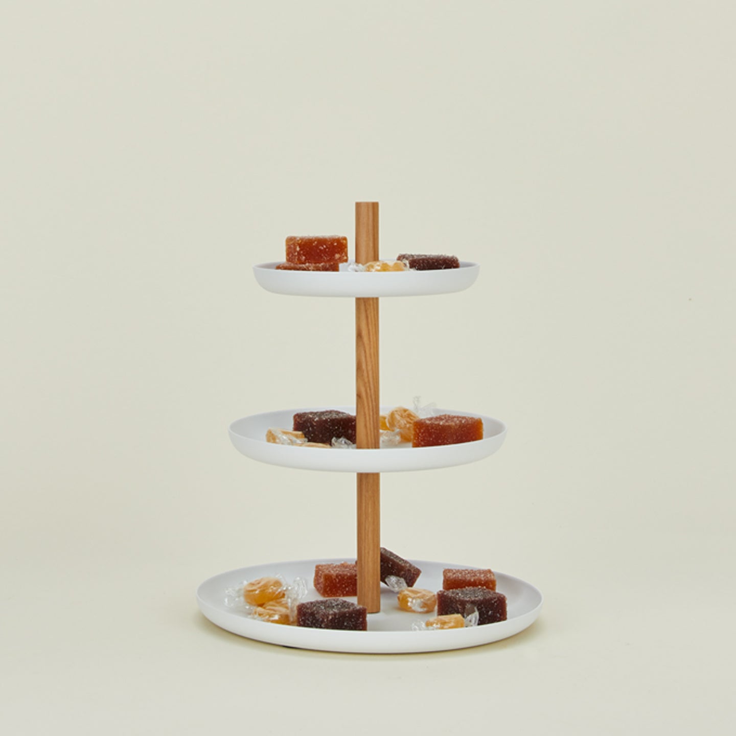 Three tiered serving tray with candy