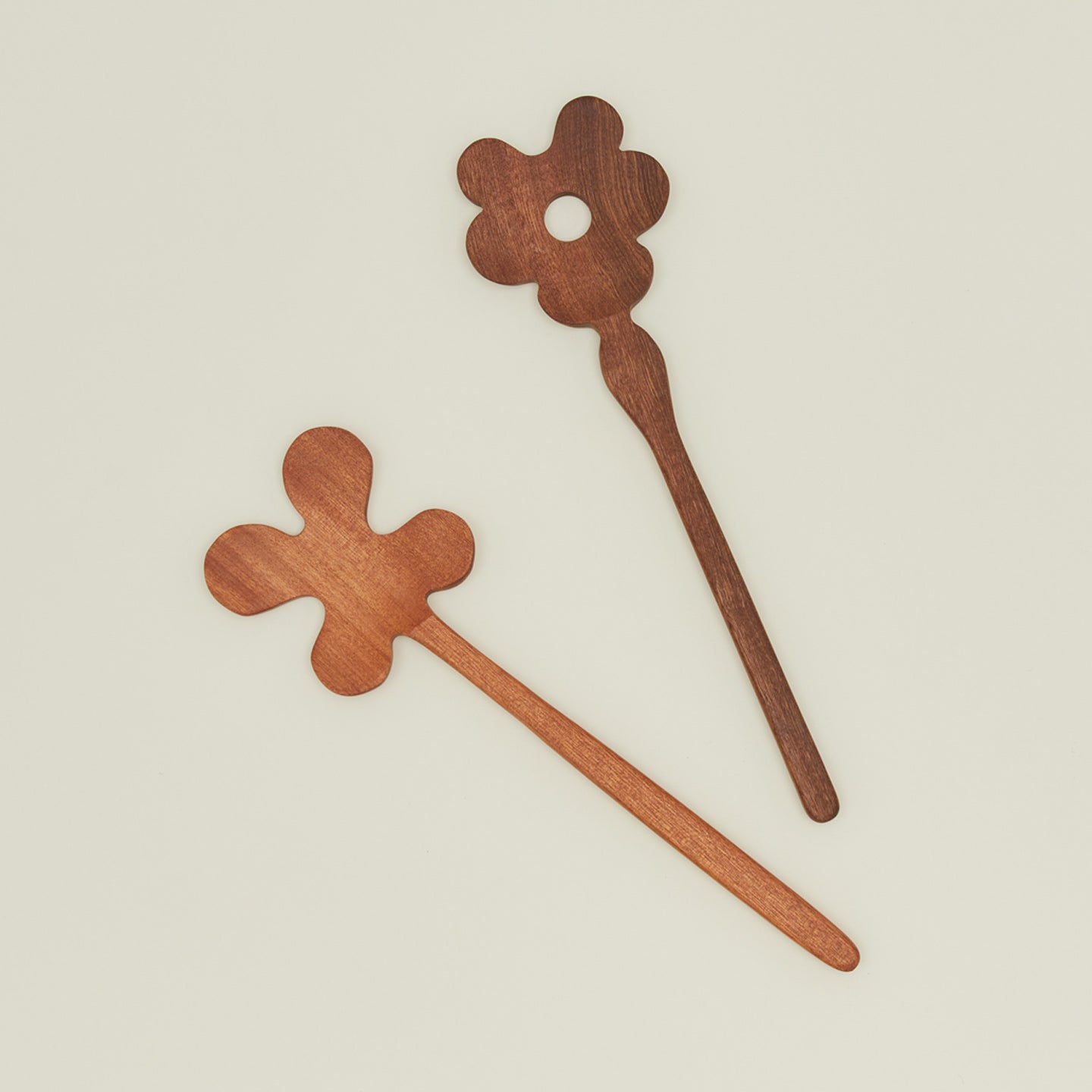 Walnut Areaware floral salad servers