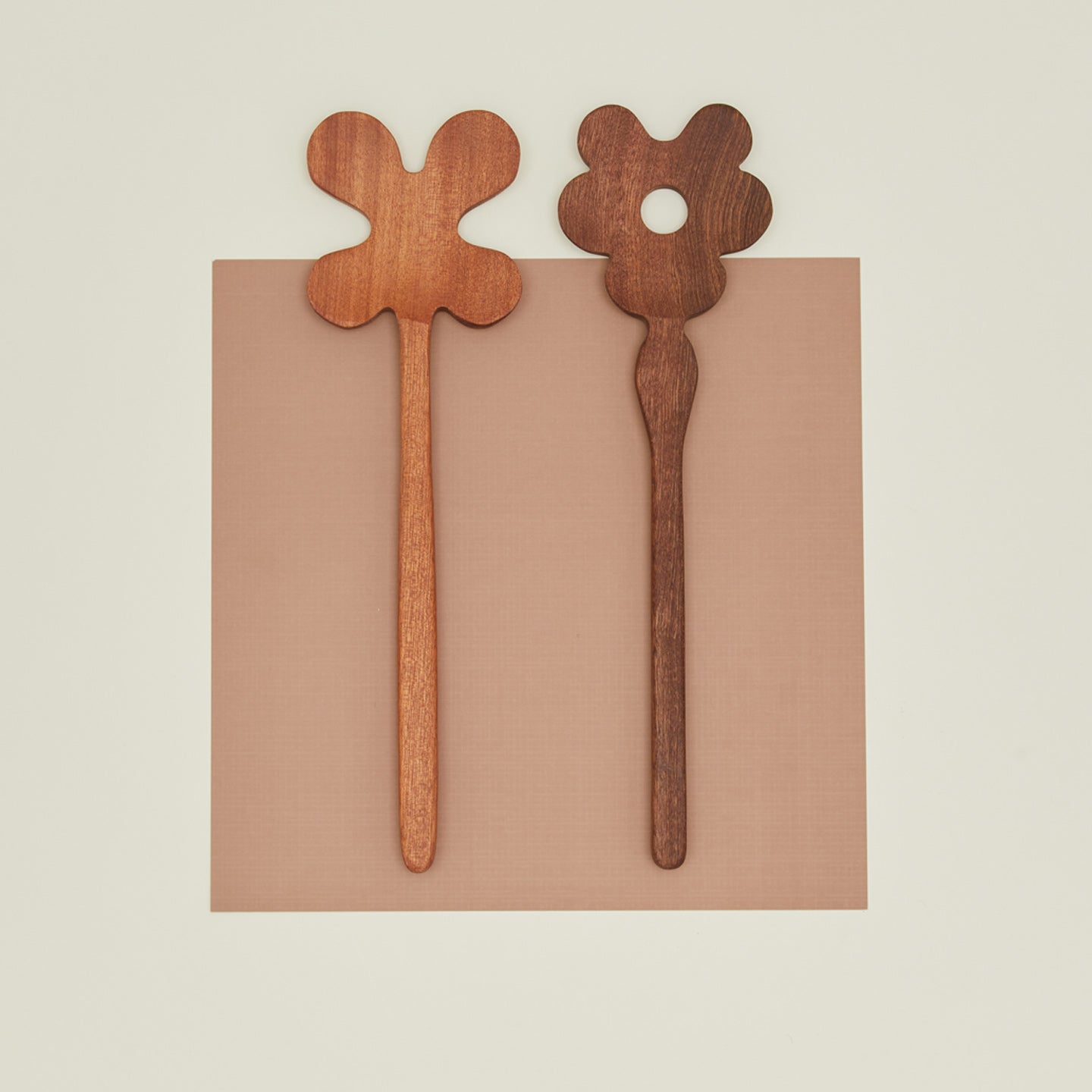 Walnut Areaware floral salad servers