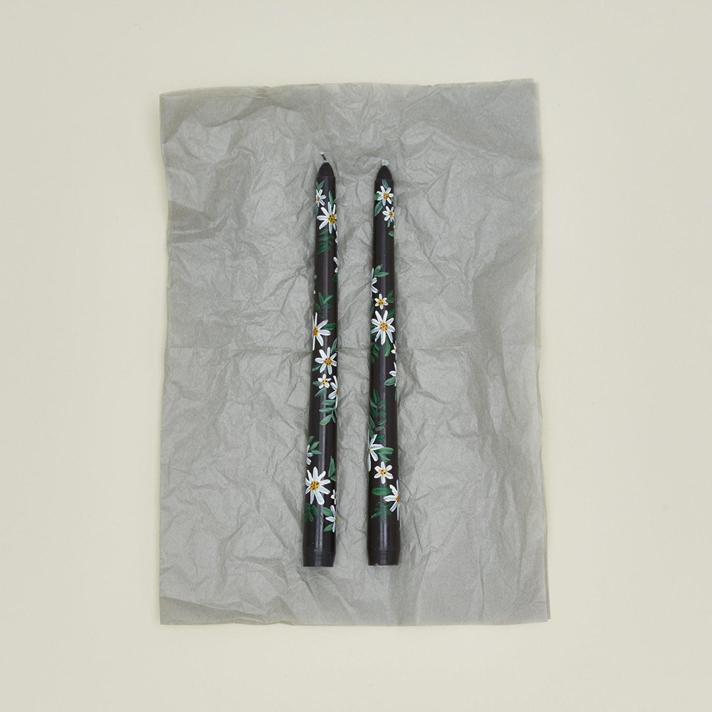 Ashley Myers floral tapers in black