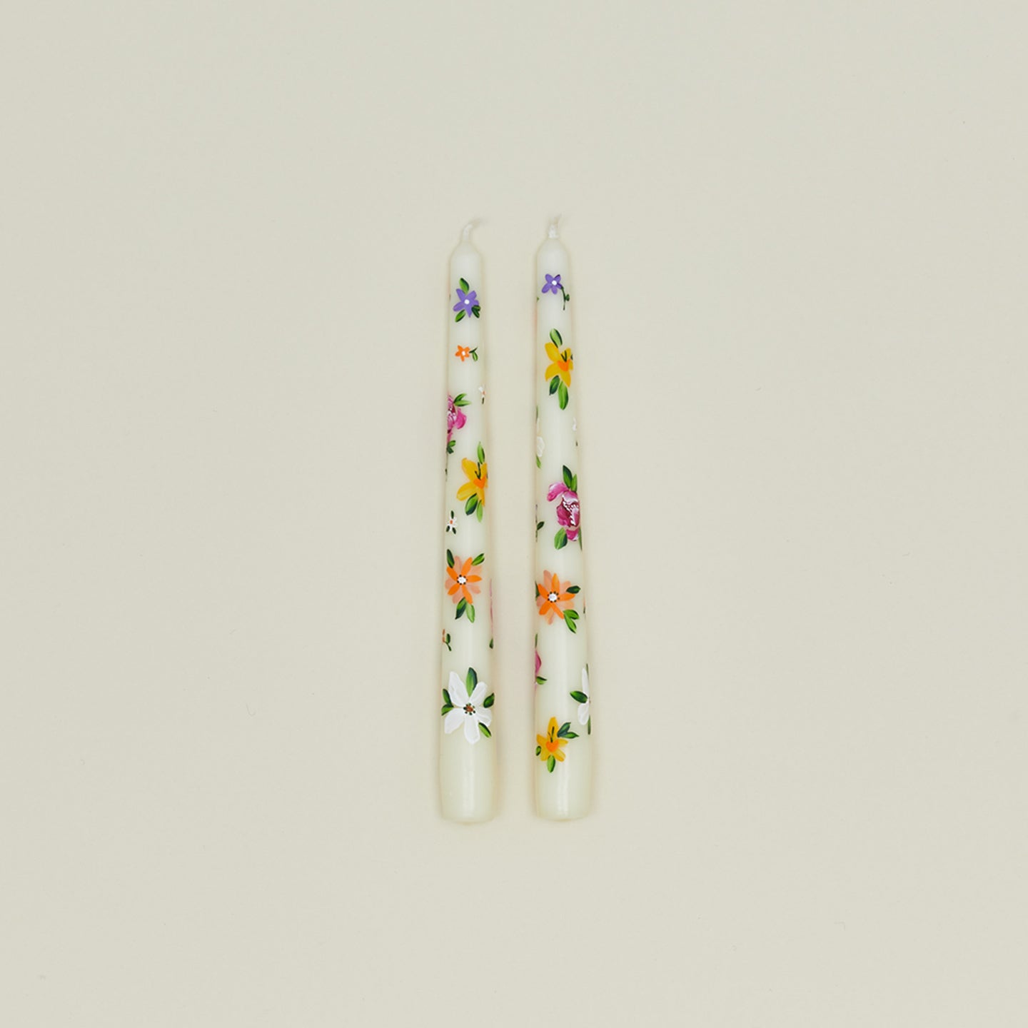 Ashley Myers floral tapers in white