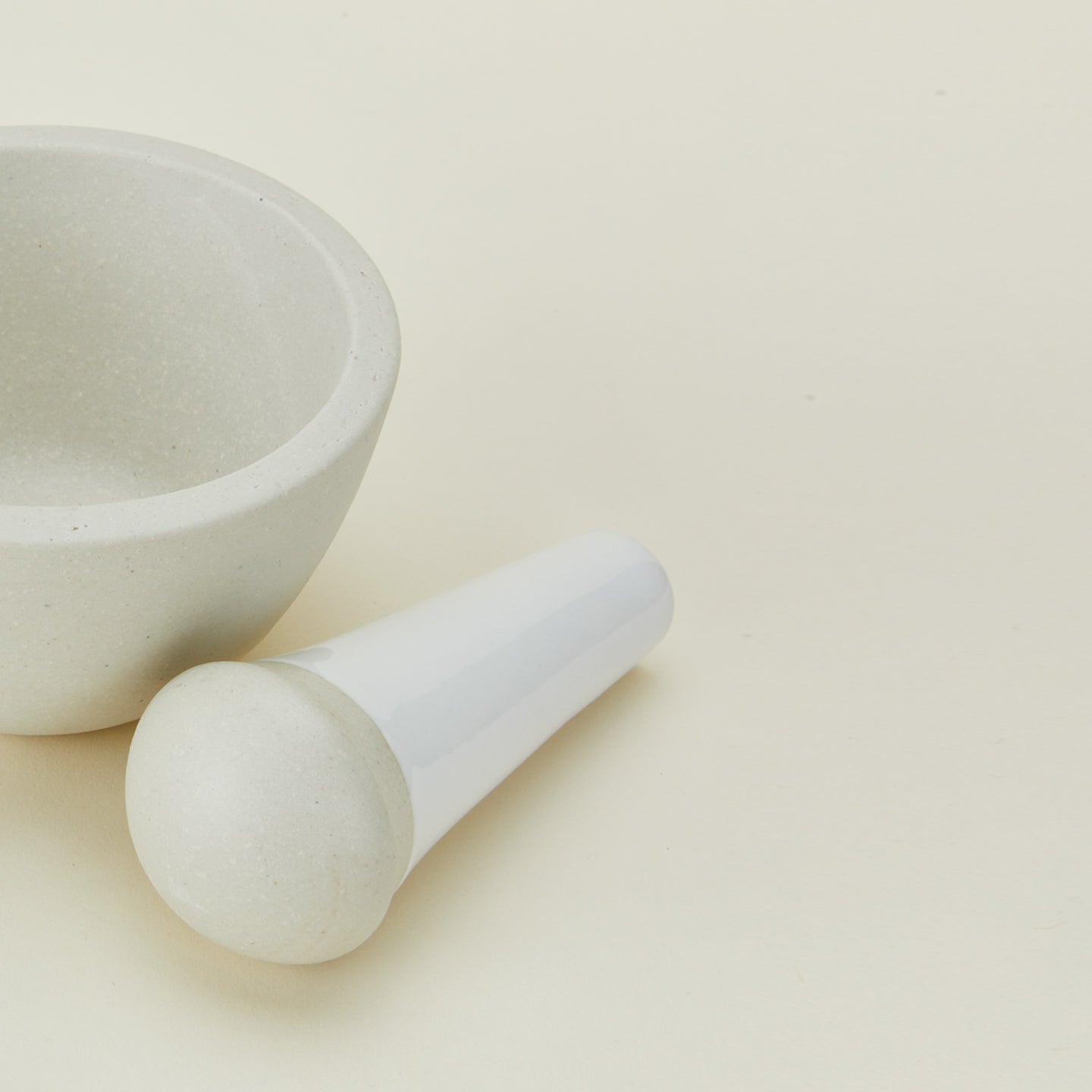 Detailed view of Atelier Trema mortar and pestle