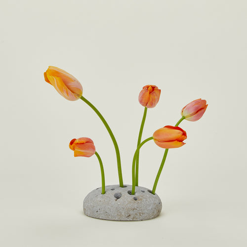 Bloomist Ikebana oval river rock vase