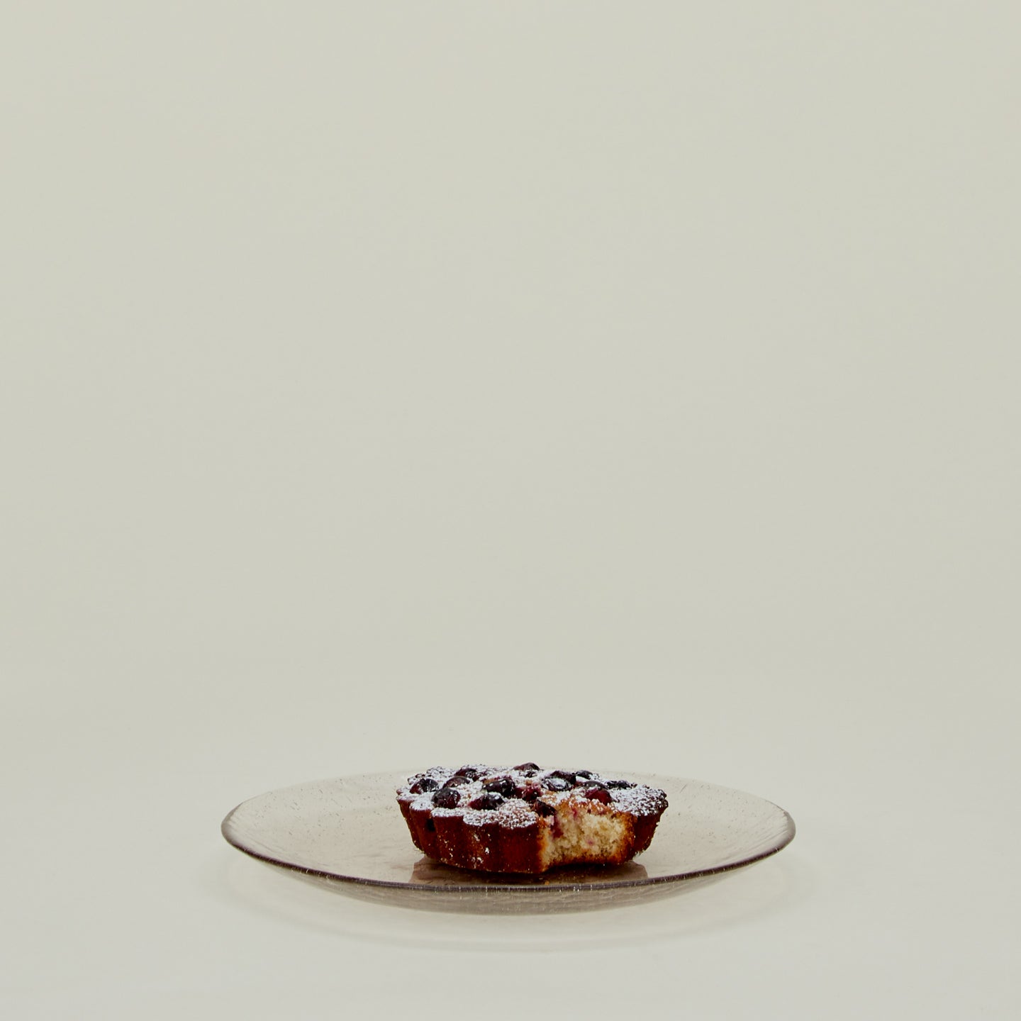 Glass Salad Plate in Blush, with cake.