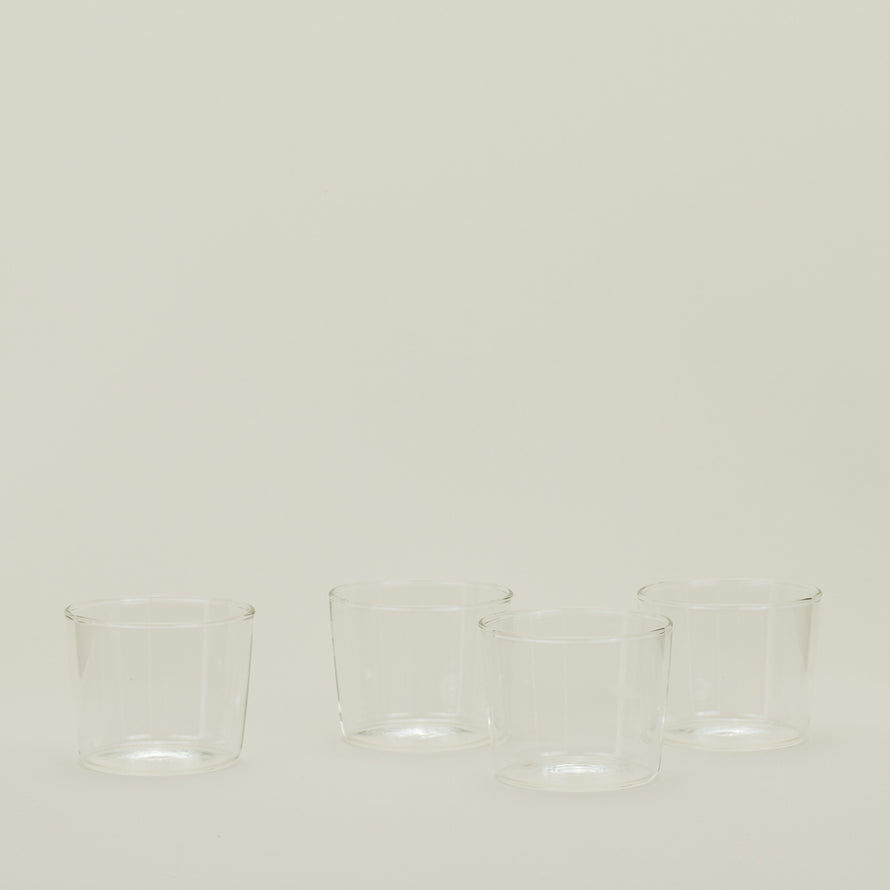 Four Small Essential Glasses in Clear.