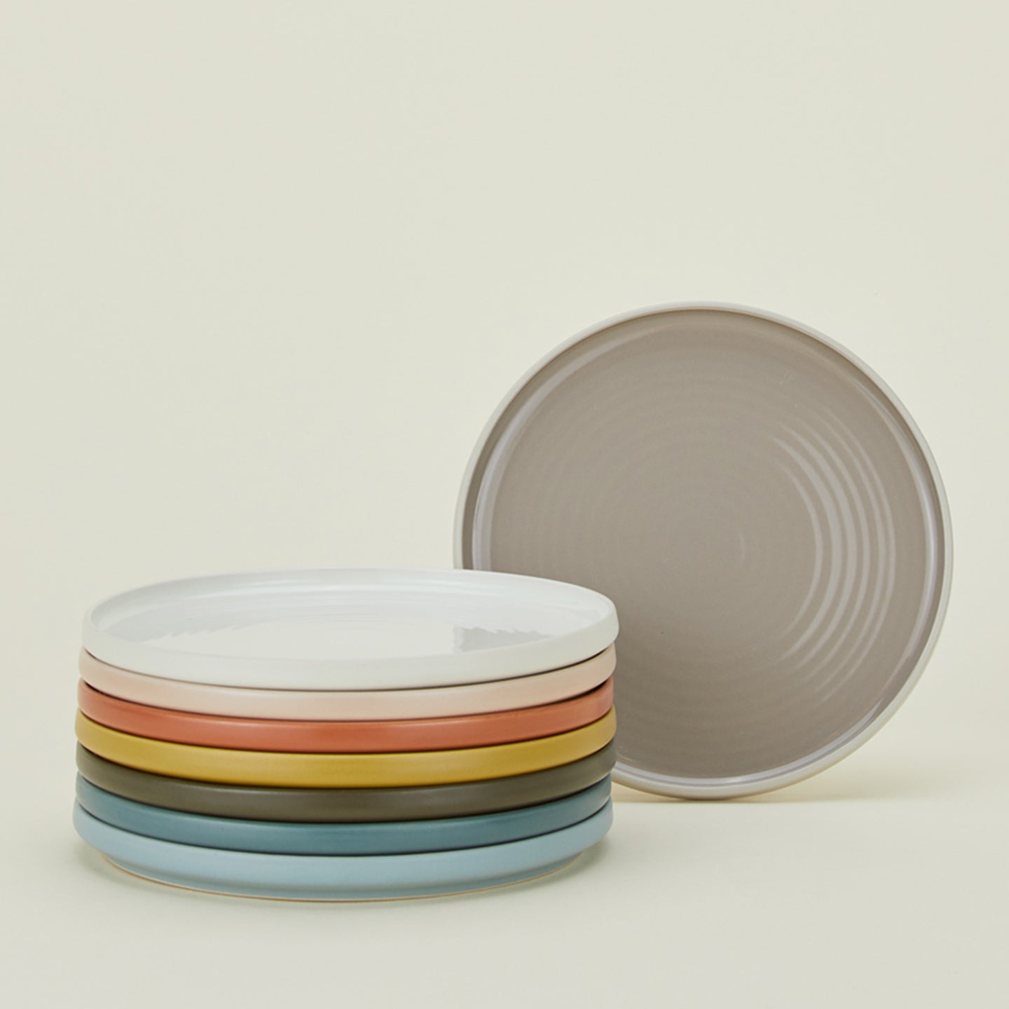 Group of Essential Salad Plates in various colors.