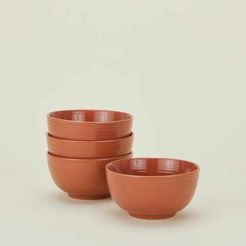 Set of 4 essential dinnerware large bowls in terracotta