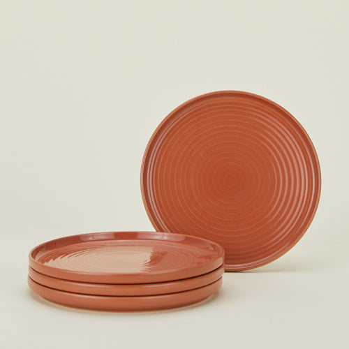 Set of 4 essential dinnerware salad plates in terracotta