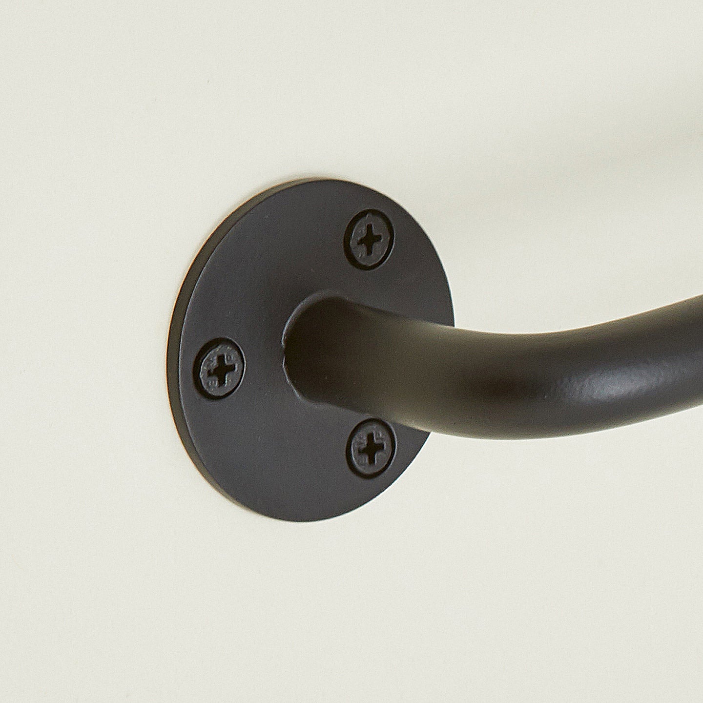 Close up of towel bar in Black.