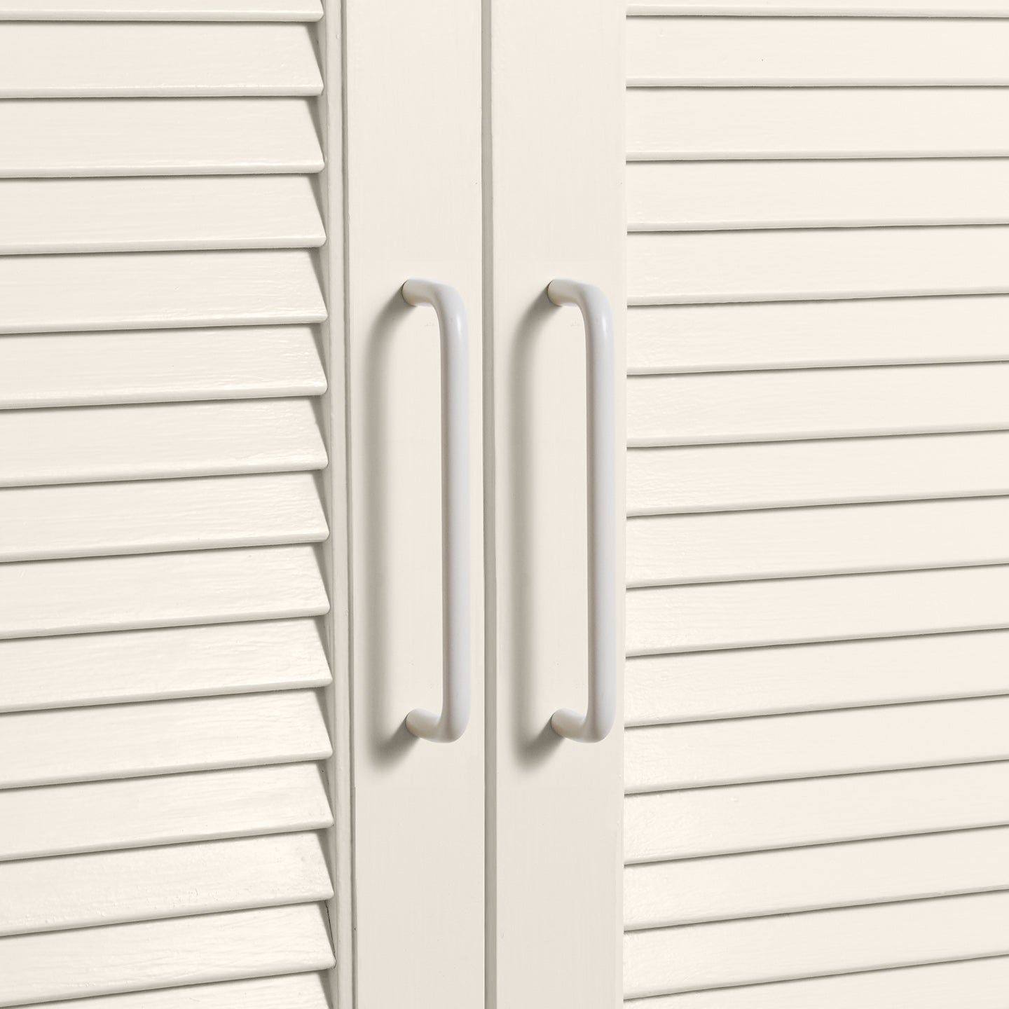 Large Ivory pulls on louvered doors