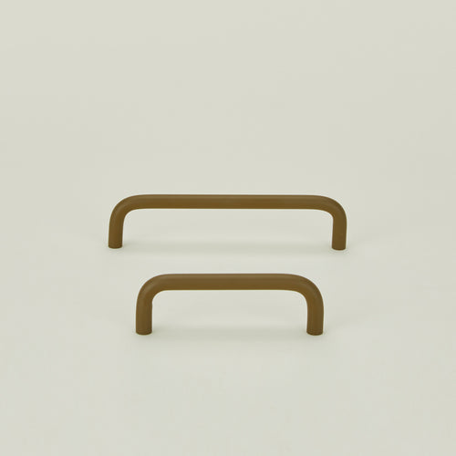 Small and large drawer pulls in Olive.