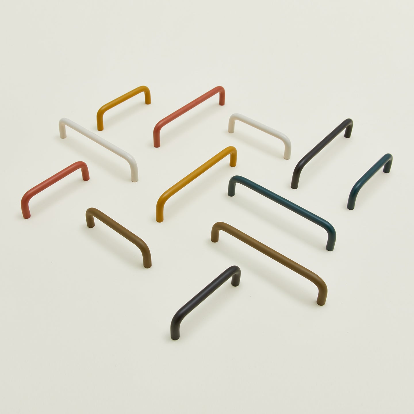 Drawer pulls in a variety of colors and sizes.