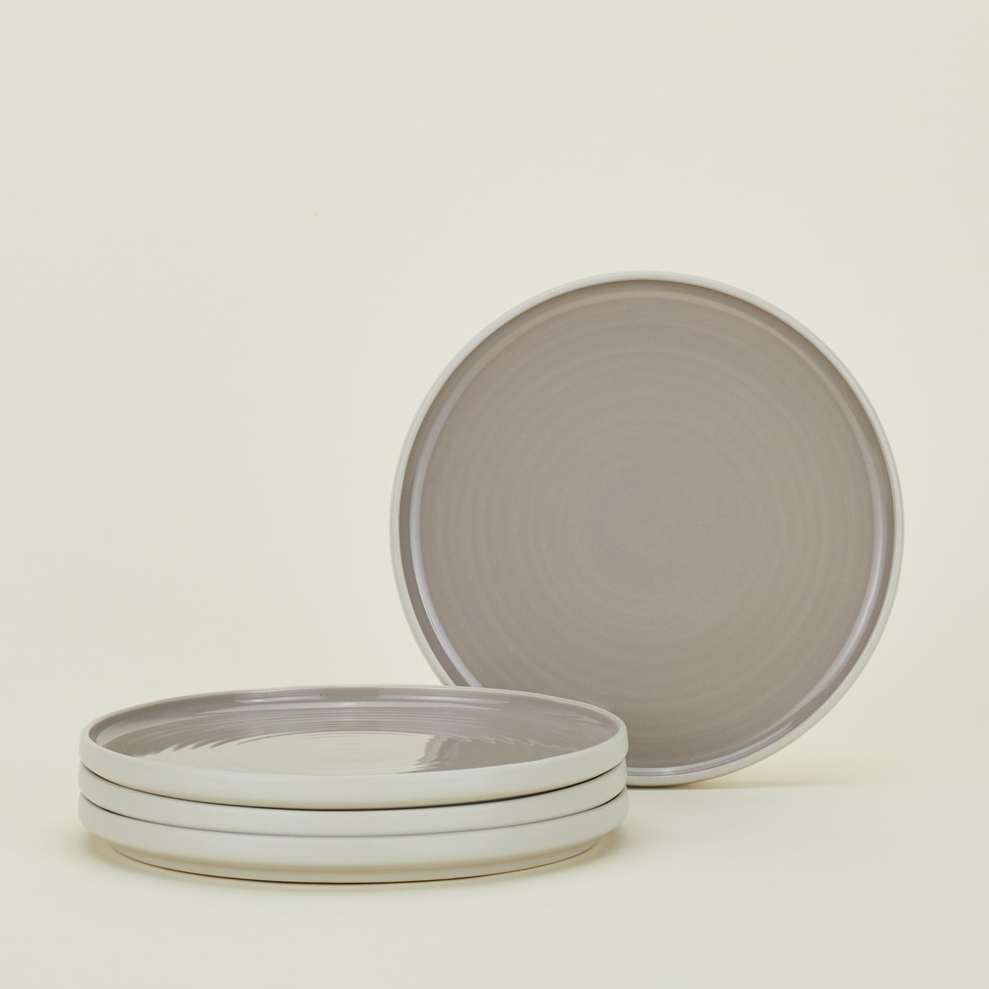 Four Essential Salad Plates in Light Grey.