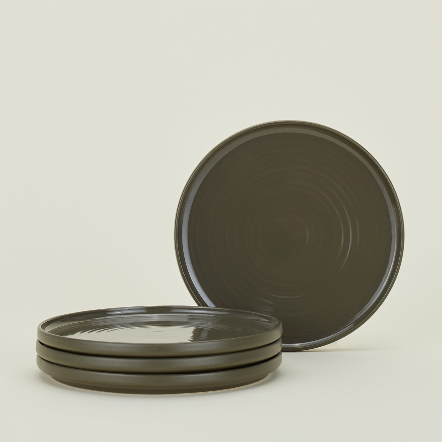 Four Essential Salad Plates in Olive.