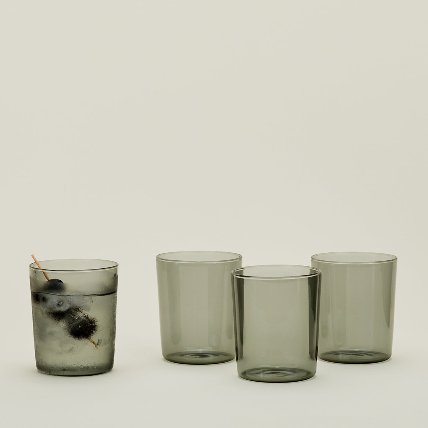 Four Medium Essential Glasses in Smoke.