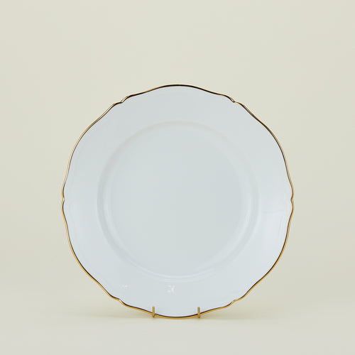 Ginori round platter in white with gold rim