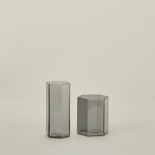 Small and large Helix Glass in Grey.