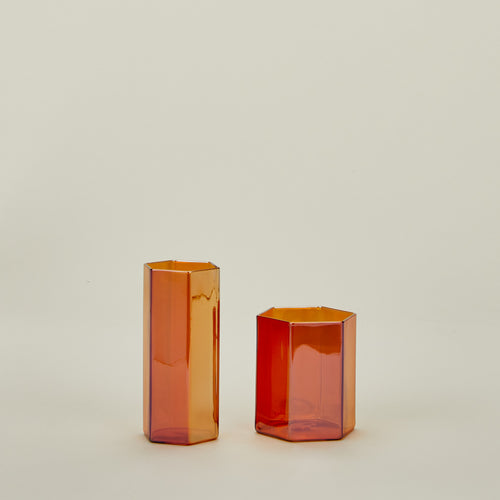 Small and large Helix Glass in Orange.