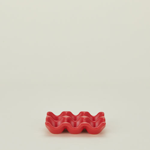 Ceramic half dozen egg holder in red