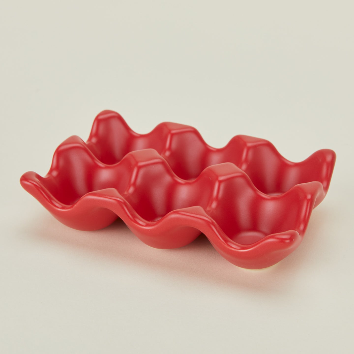 Ceramic half dozen egg holder in red