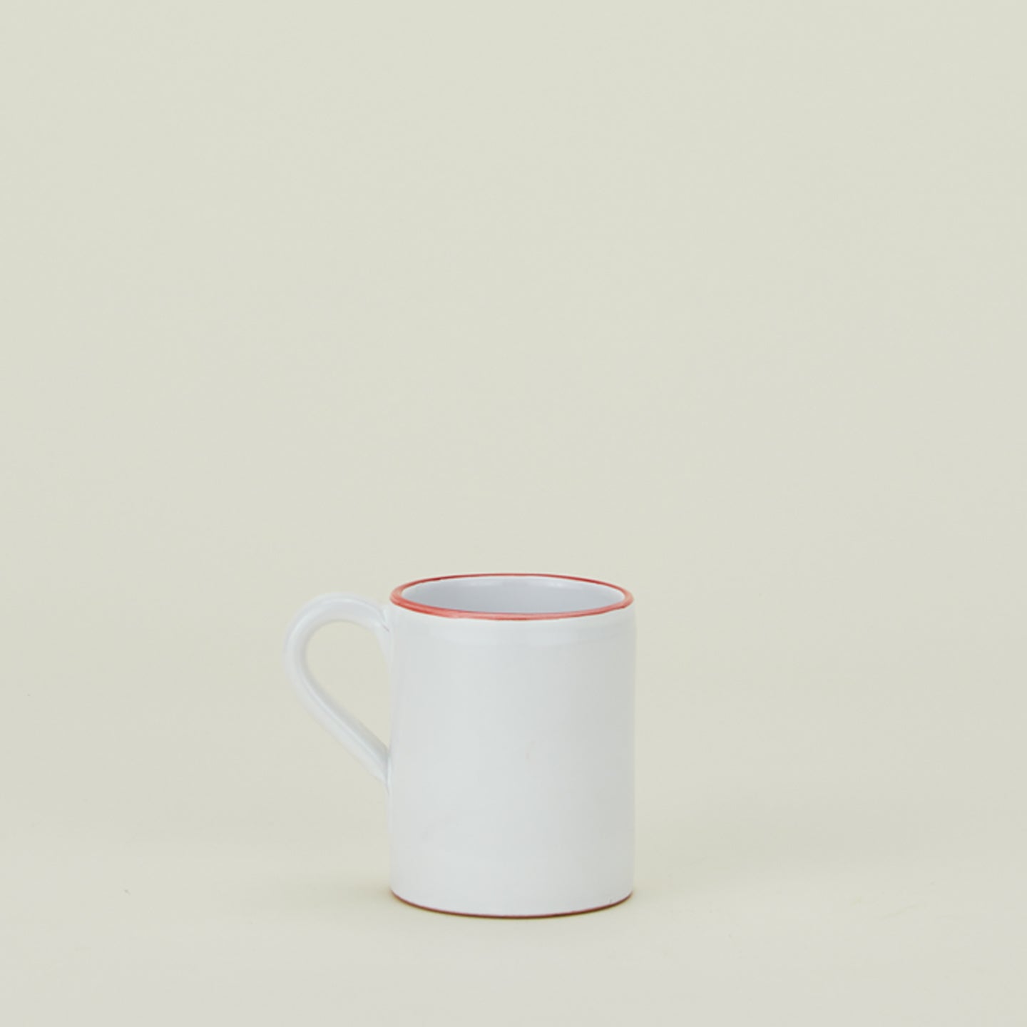 Jore Copenhagen bistro mug in white with red rim