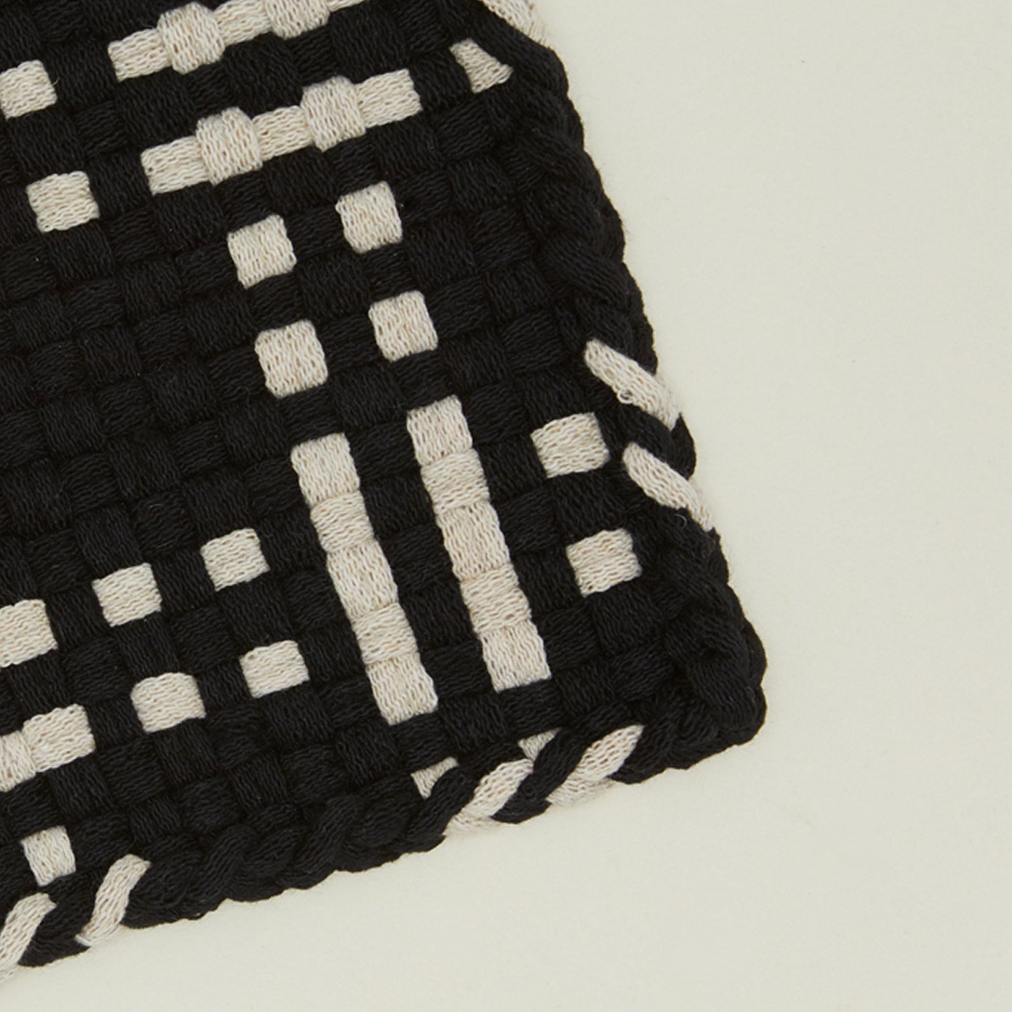 Detail view of dots and dashes potholder