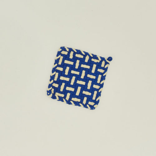 Parquet potholder in blue and yellow