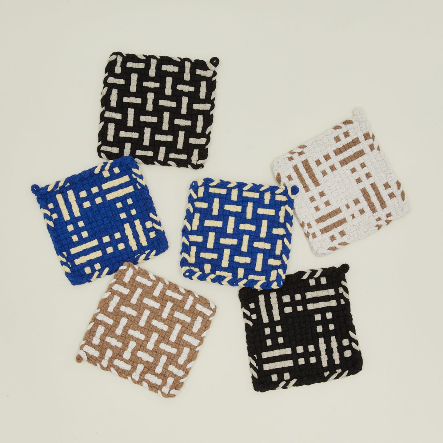 Kate Kilmurray potholder family in various colors