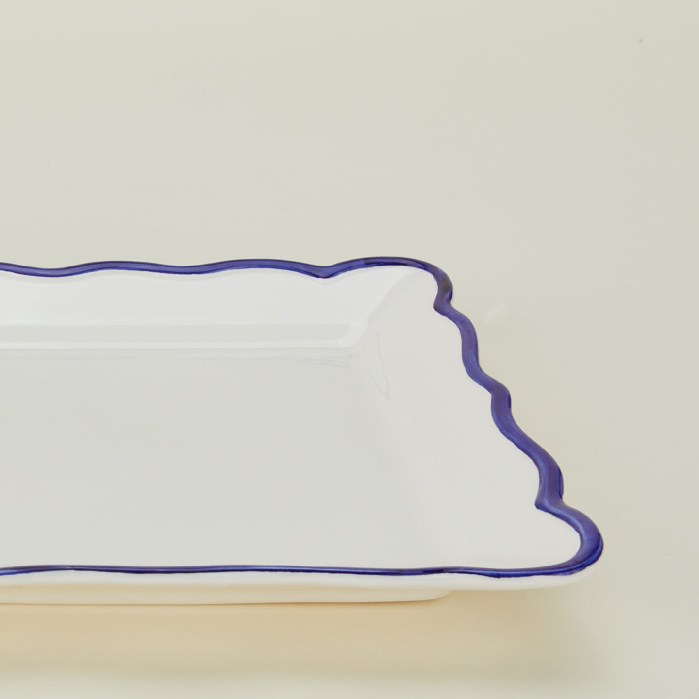 Close up of ogee edge rectangular platter