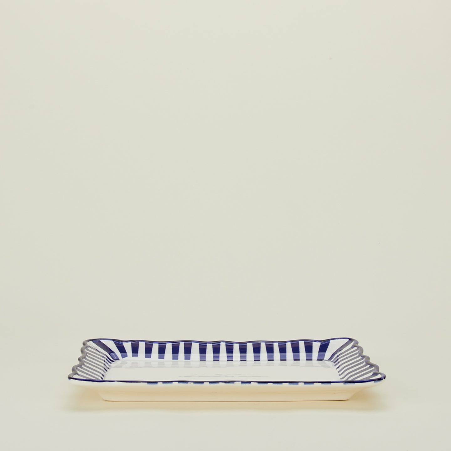 Maison Madison striped edge rectangular platter.