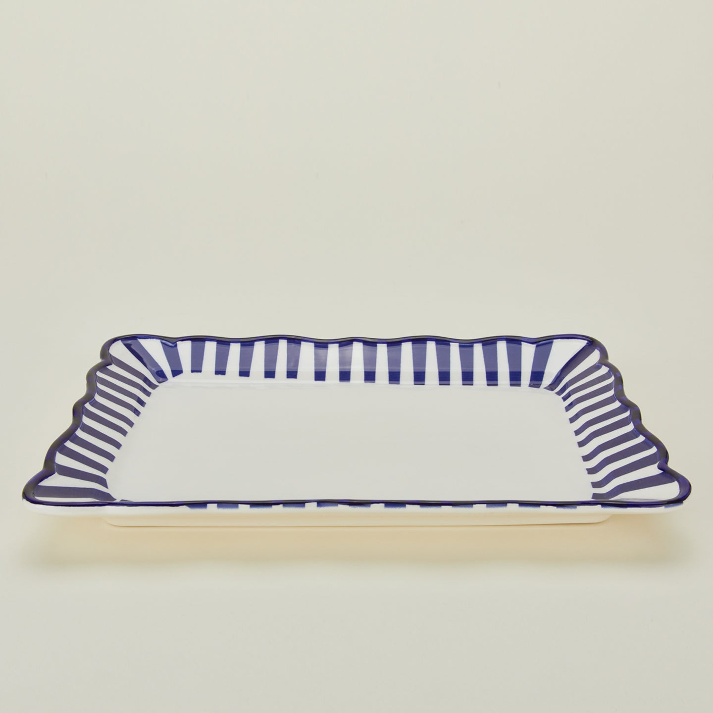 Striped edge rectangular platter