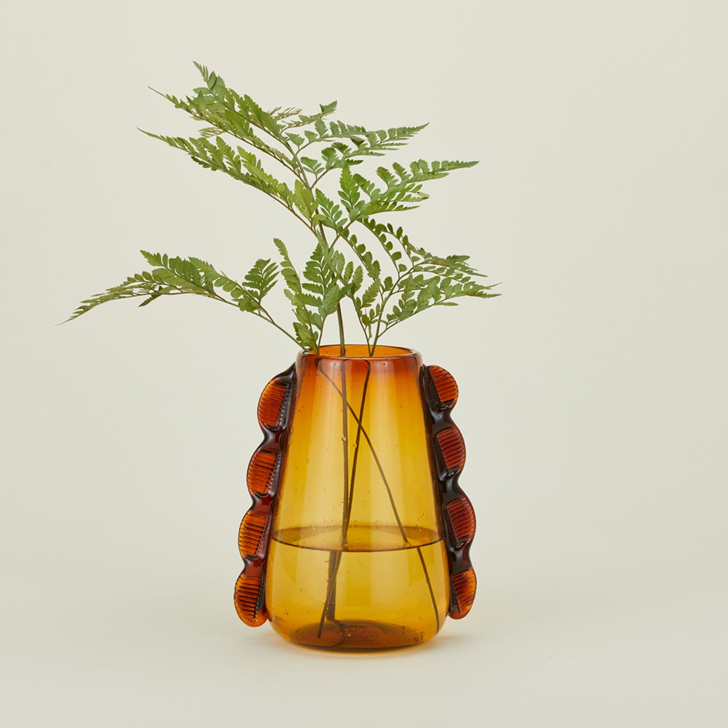 Betta glass amber vase with florals.