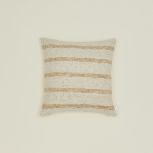 Striped Linear wool pillow in tan and ivory.