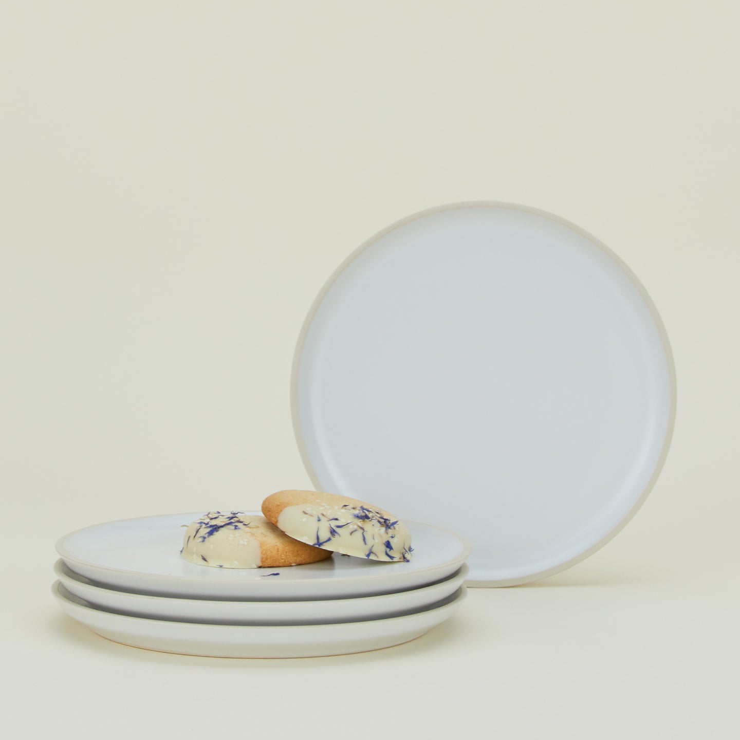 Four Modernist Salad Plates, with cookies.