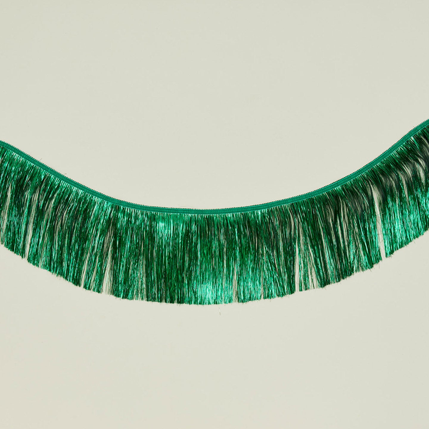 Green tinsel fringe garland