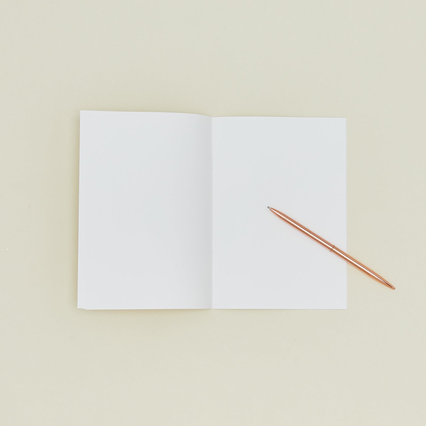 A5 grid notebook open with slim pen