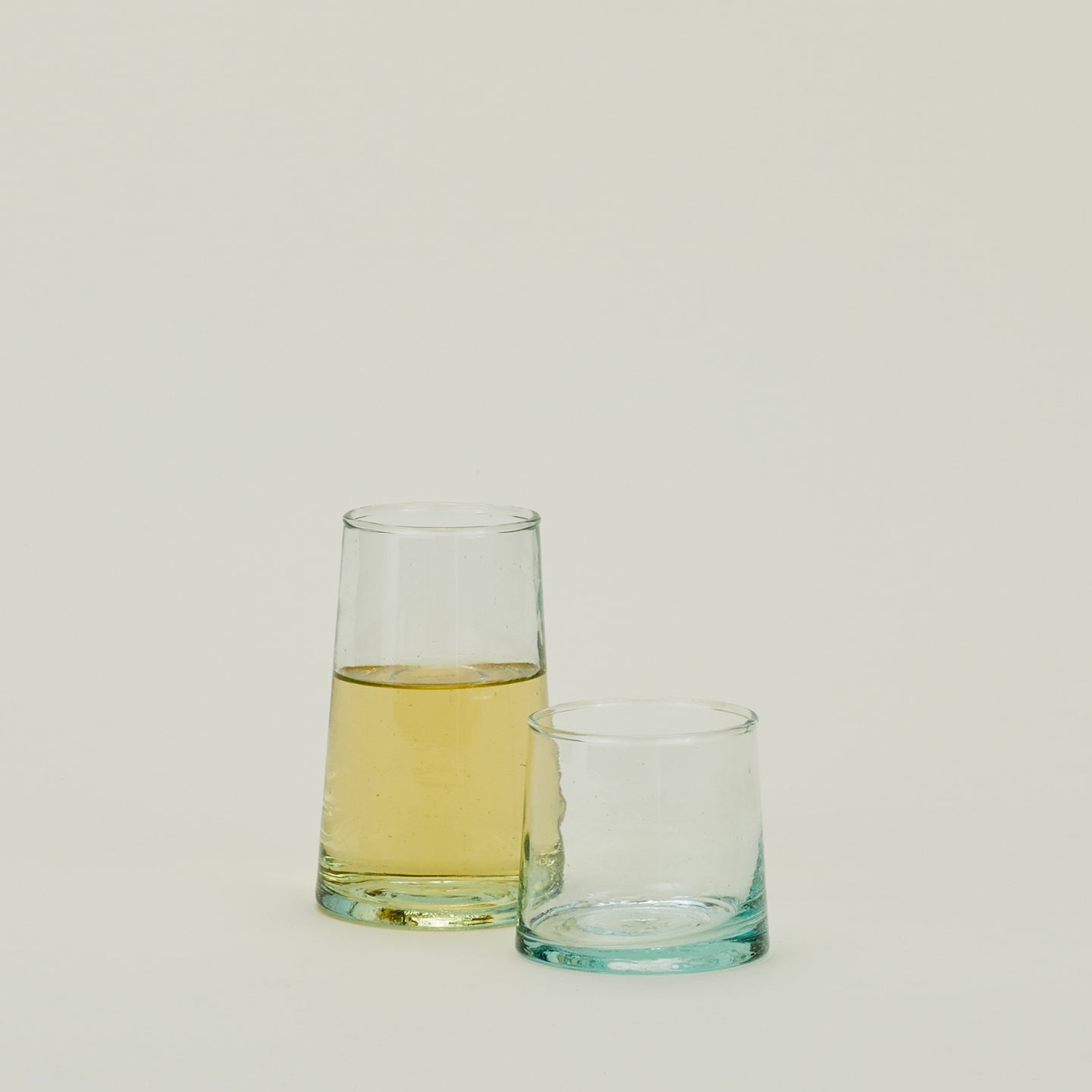 Two Recycled Glasses, one in Medium and one in Large.