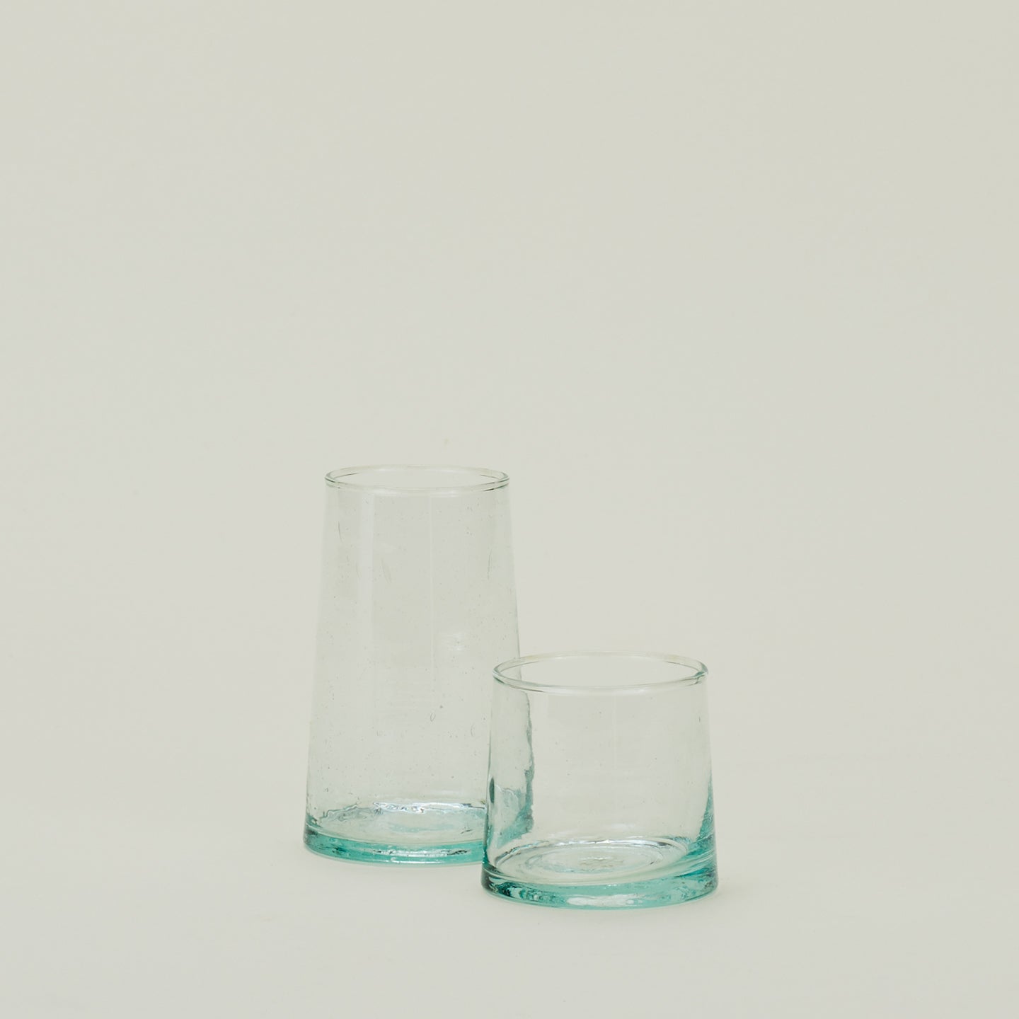 Two Recycled Glasses, one in Medium and one in Large.