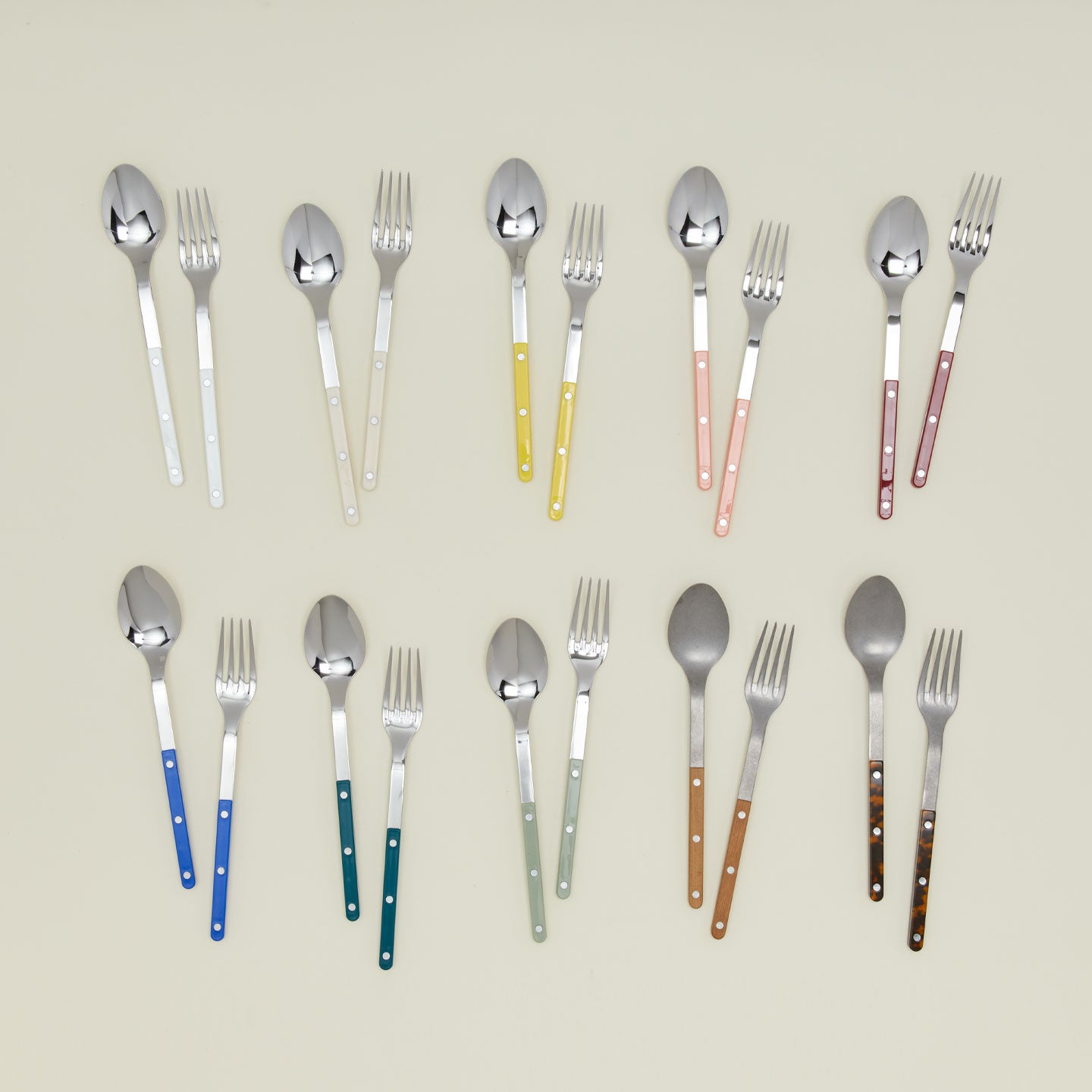 Group of Bistrot Serving Sets in various colors.