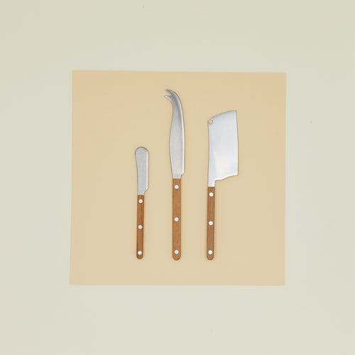 Set of 3 Teak Cheese Knives.