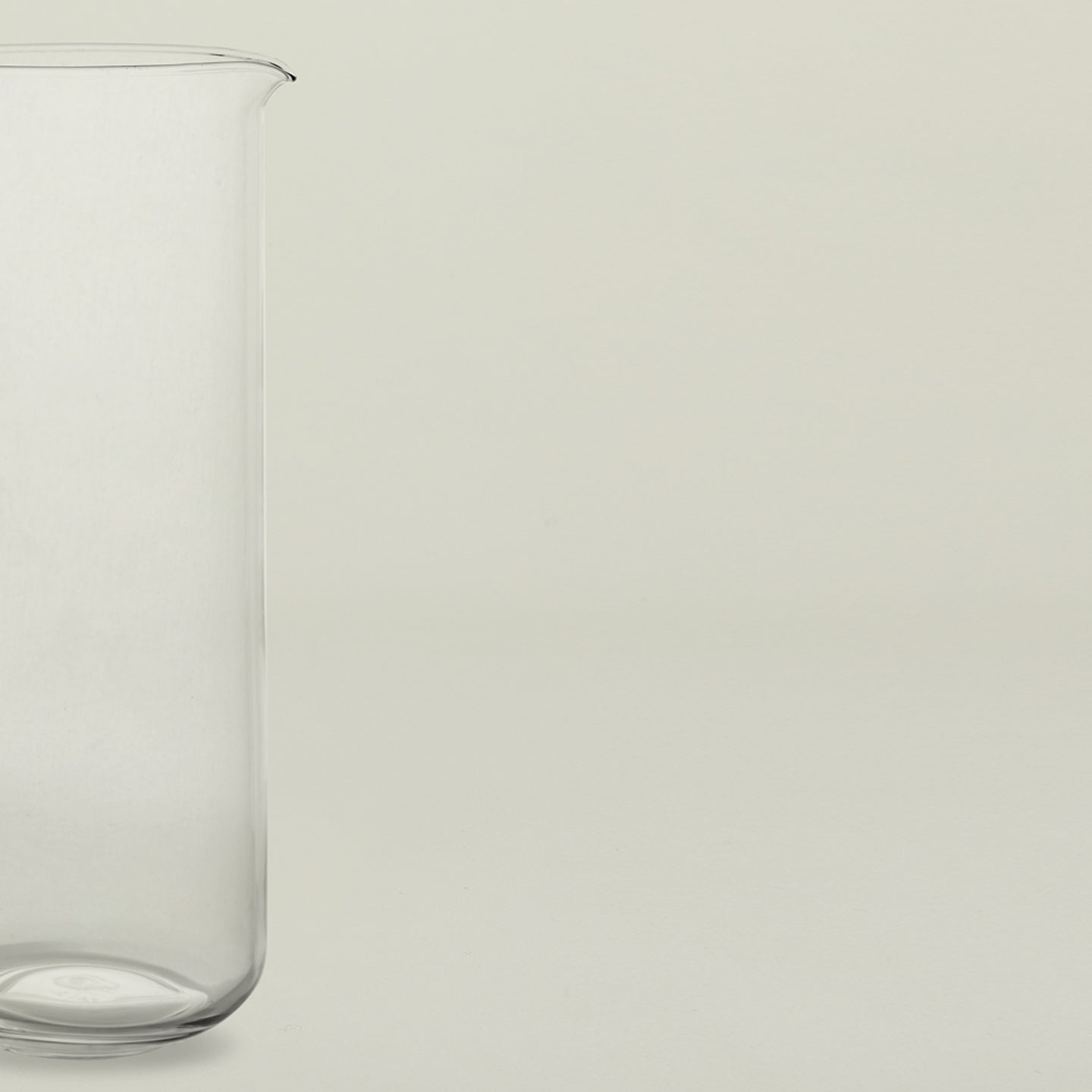 Detailed view of simple glass pitcher 