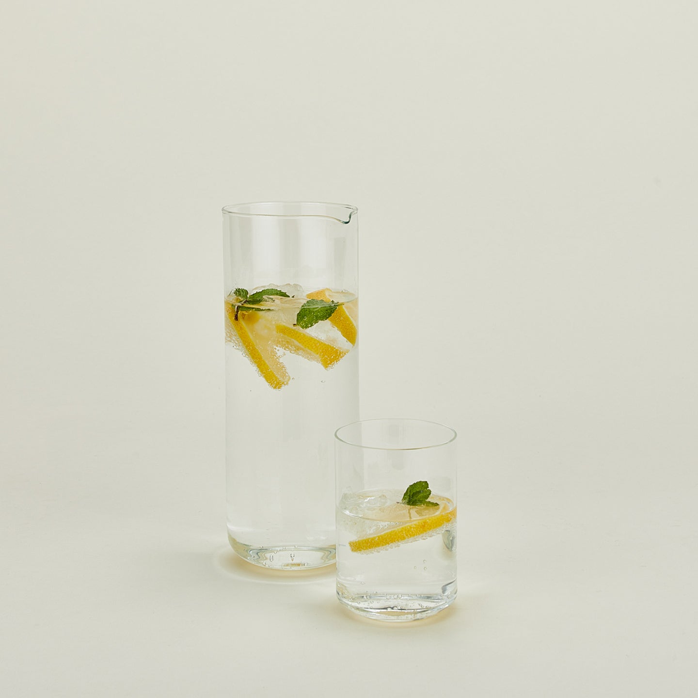 Simple glass pitcher with simple glass